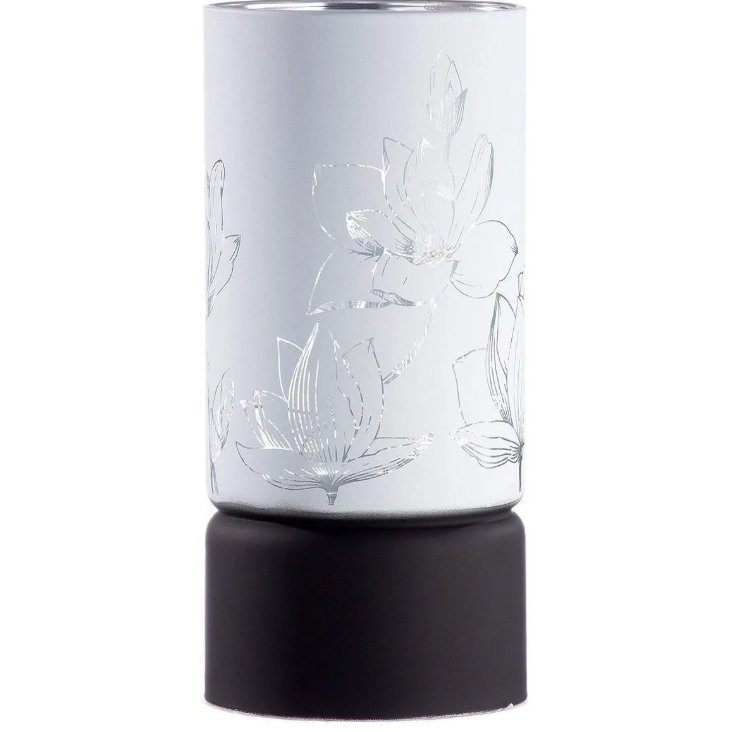 Lanterne LED en verre Flower – Blanc et noir – H 20 cm