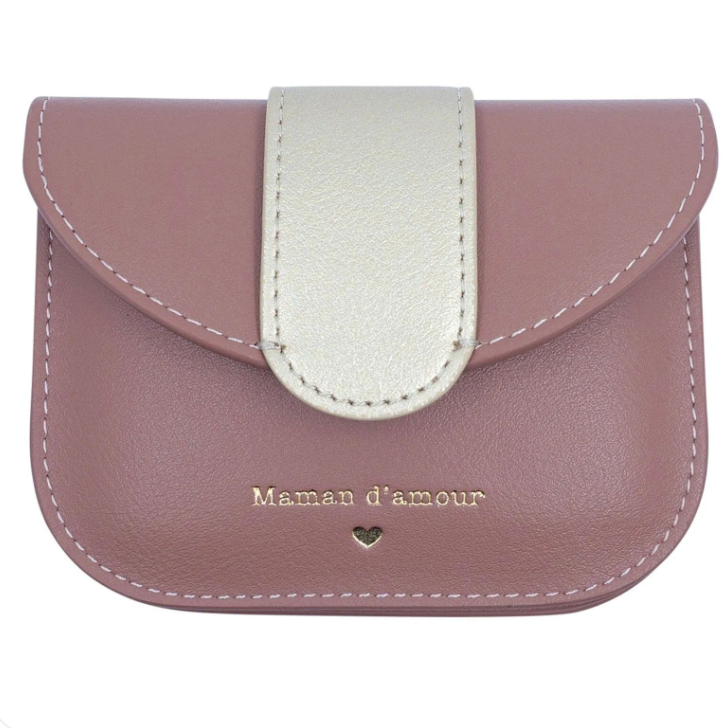 Porte-monnaie femme Manahia « Maman d’amour » – Simili cuir – 11 × 8,5 cm