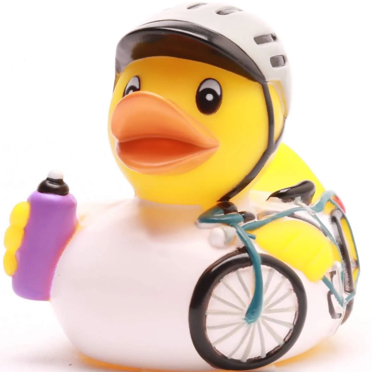 Canard de bain cycliste en vinyle – 8 cm