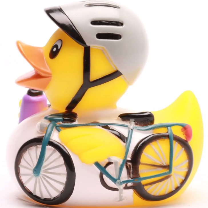 Canard de bain cycliste en vinyle – 8 cm