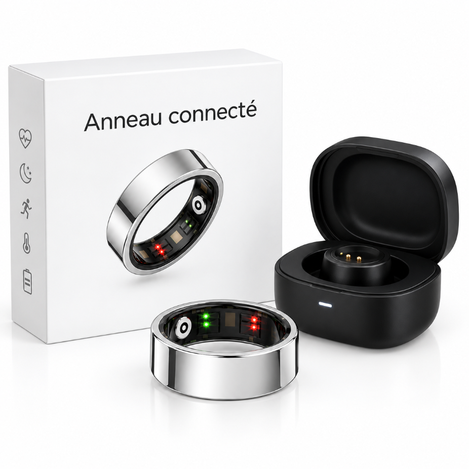 Bague connectée – Suivi sommeil, sport, fréquence cardiaque, SpO2 et HRV VFC